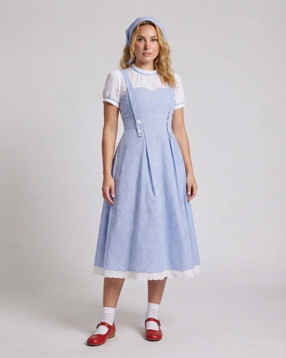 Ladies' traditional dress with historical accents and ruffle details Shop Velvia