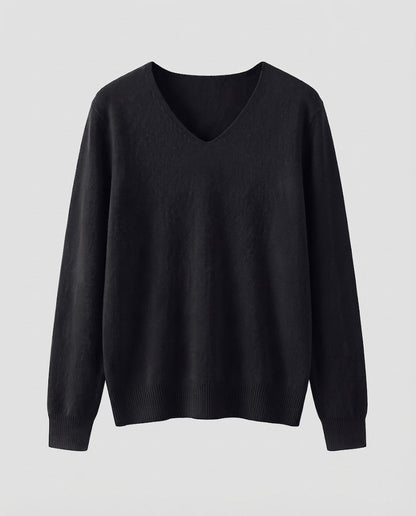 Women Fine Knit V-Neck Sweater made of Cozy Angora Mix Shop Velvia