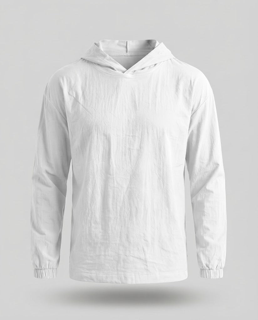 Men's Lightweight Hooded Sweater made from Crinkle Functional Fabric with Elastic Cuffs Shop Velvia