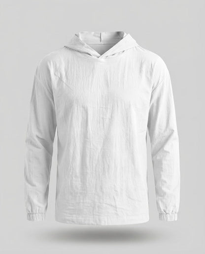 Men's Lightweight Hooded Sweater made from Crinkle Functional Fabric with Elastic Cuffs Shop Velvia