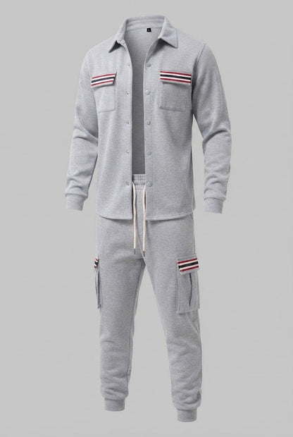 Men's cargo tracksuit with overshirt, drawstring and contrasting flap pockets Shop Velvia