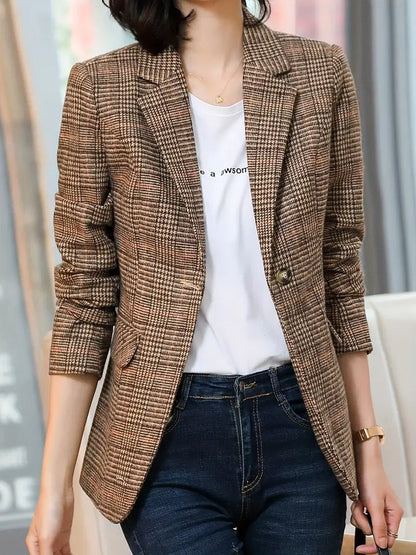 Shop Velvia | Checked Blazer With Lapel And One Button