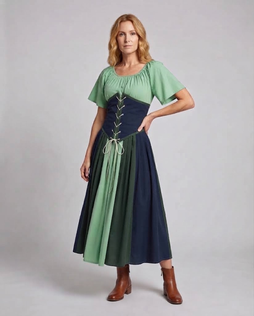 Women's wrap dress with intricate lacing design and flowing skirt Shop Velvia