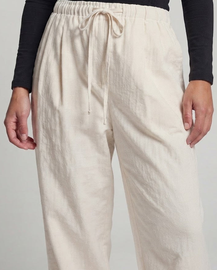Women's High-Waisted Wide-Leg Lounge Pants with Drawstring and Rolled Hem Shop Velvia