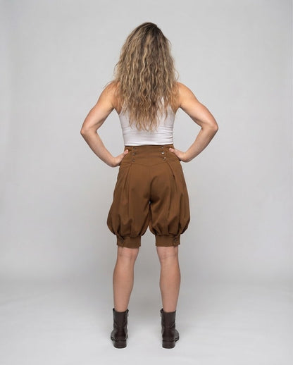 Women elegant balloon shorts with double button detail Shop Velvia