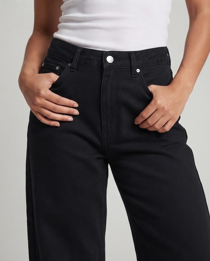 Women Extra Wide Cotton Twill Baggy Pants with High Waist and Clean Look Shop Velvia