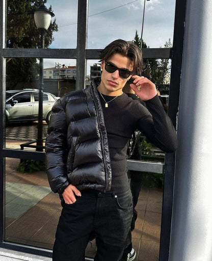 Shop Velvia | Men's Puffer Jacket - With Hood and Full-Length Zipper