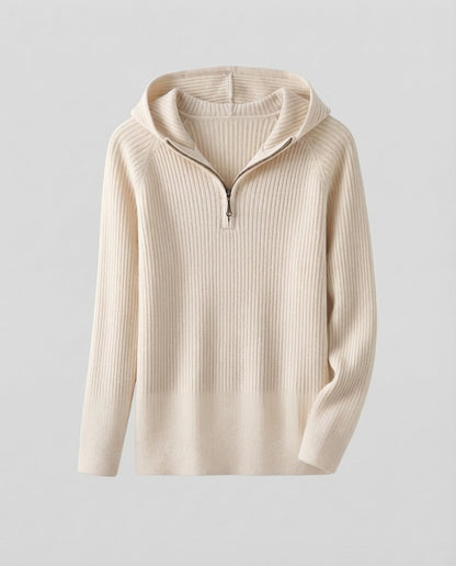 Ladies Cashmere-Look Fine Knit Sweater with Half Zipper and Fine Rib Structure Shop Velvia
