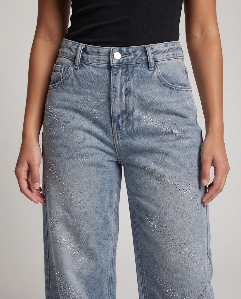 Women's Fashionable and Loose Denim Pants Shop Velvia