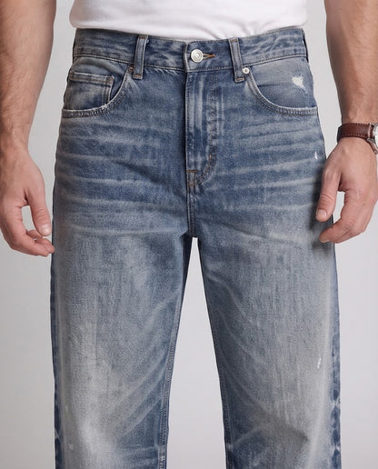 Men's extremely wide cut vintage denim baggy jeans with extended hem Shop Velvia