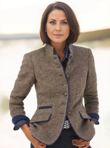 Shop Velvia | Multi-button Women's Jacket Made of Wool with Color Combination