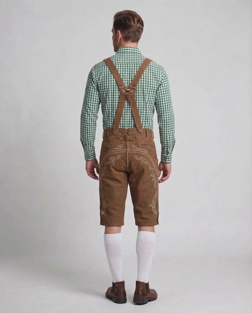 Men's traditional leather shorts with elaborate embroidery Shop Velvia