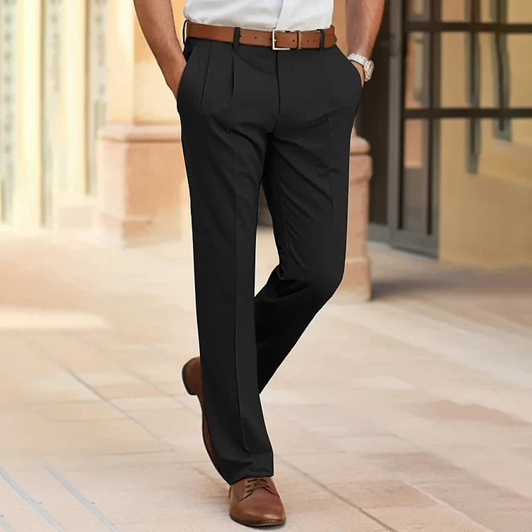 Shop Velvia | Men's Suit Trousers with Crease - Classic Business Pants with Straight Leg for Office, Wedding & Formal Occasions