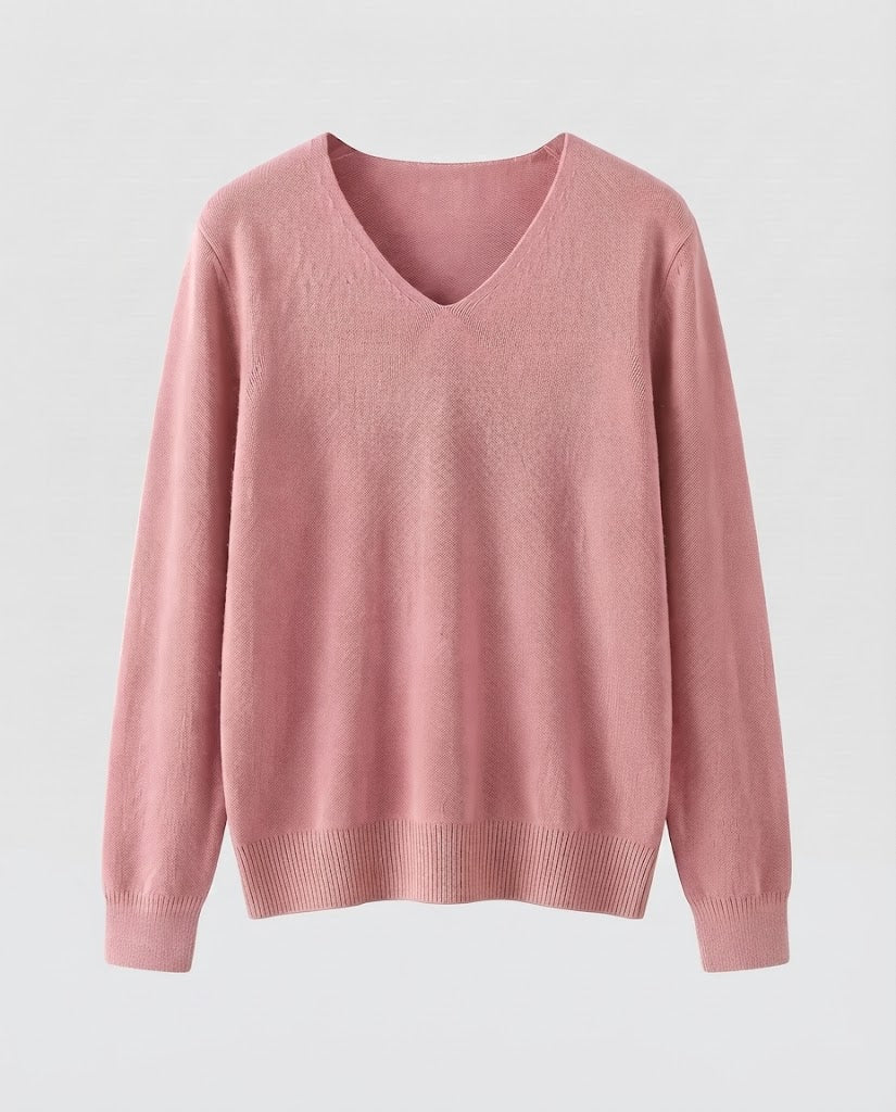 Women Fine Knit V-Neck Sweater made of Cozy Angora Mix Shop Velvia