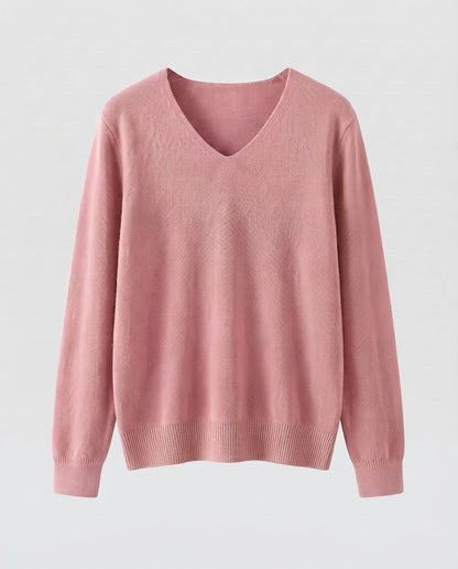 Women Fine Knit V-Neck Sweater made of Cozy Angora Mix Shop Velvia