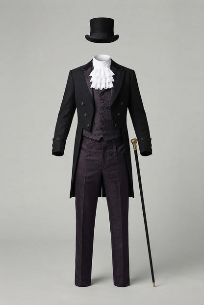 Men's elegant tailcoat with intricate decorations and double button placket Shop Velvia