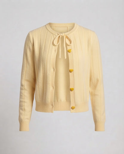 Women Ribbed Fine Knit Cardigan with Drawstring Closure and Button Placket Shop Velvia