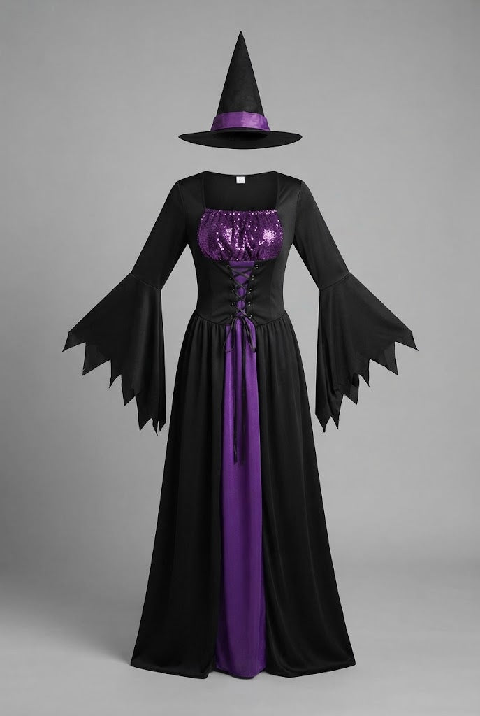 Women's Enchanting Witch Robe with Elegant Hat and Accessories Shop Velvia