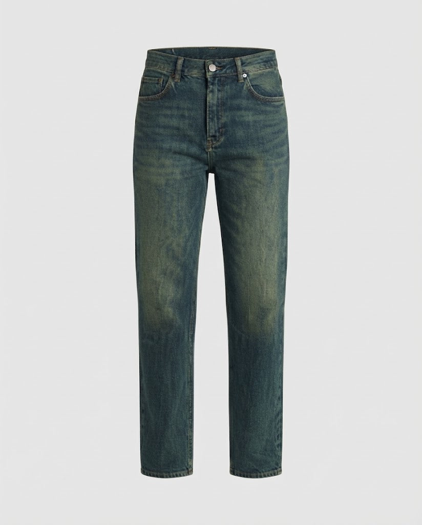 Women High-Waisted Relaxed-Fit Straight Jeans with Wide Leg and Vintage Wash Shop Velvia