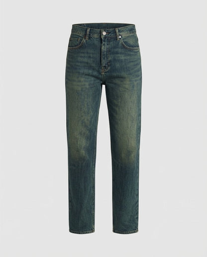 Women High-Waisted Relaxed-Fit Straight Jeans with Wide Leg and Vintage Wash Shop Velvia