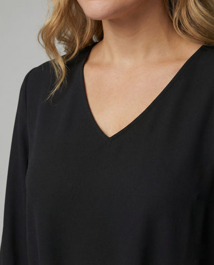 Ladies elegant blouse with deep V-neck and voluminous sleeves