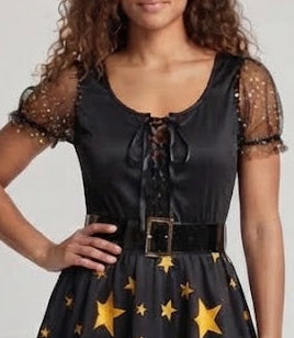 Women's fairy-tale witch costume with stars and lace details Shop Velvia