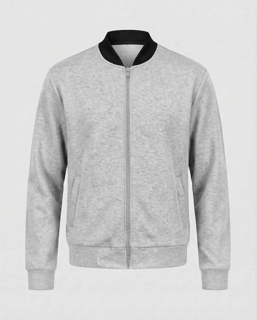 Men's Cotton-Mix Bomber Sweat Jacket with Full Zip and Side Pockets Shop Velvia
