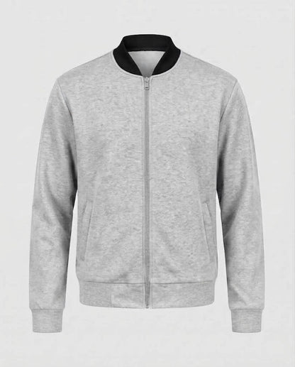 Men's Cotton-Mix Bomber Sweat Jacket with Full Zip and Side Pockets Shop Velvia