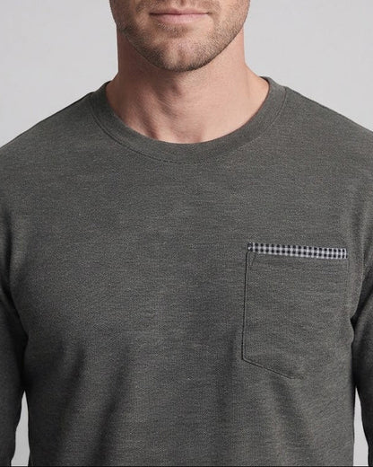 Men's long sleeve shirt made of melange jersey with chest pocket Shop Velvia