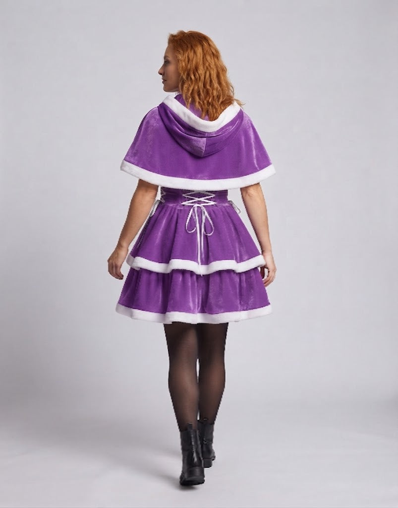 Women's festive dress with hood and ruffles Shop Velvia