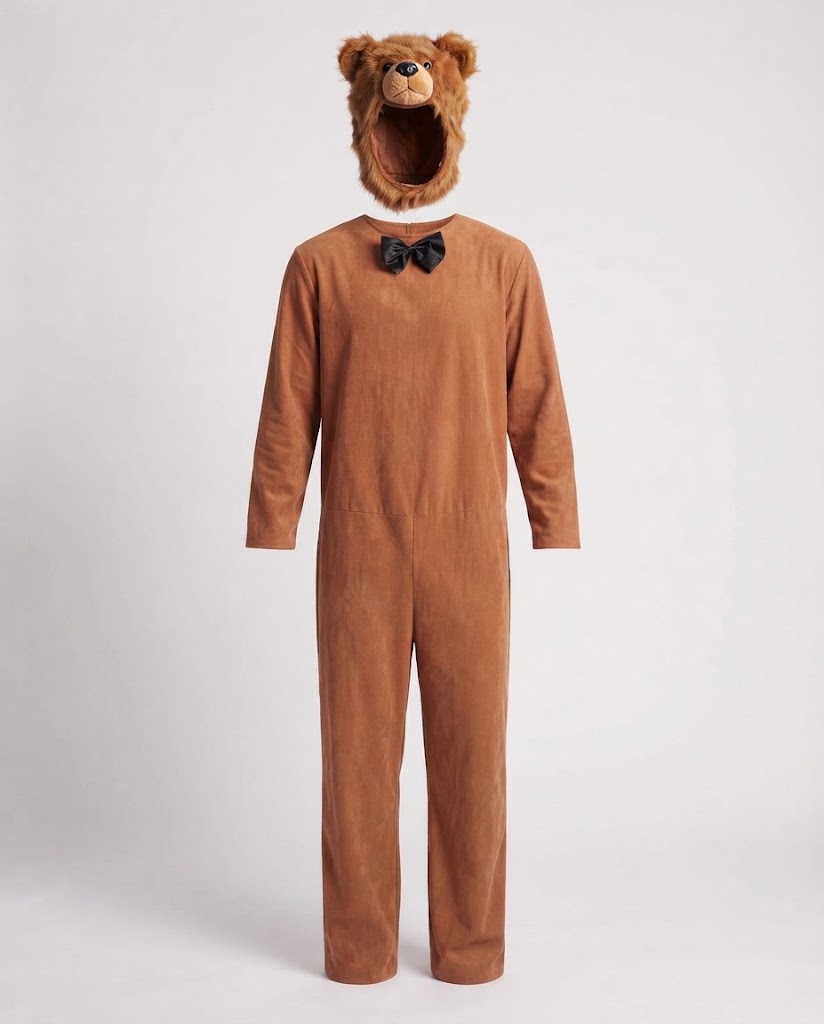 Men's cozy bear costume with lShop Velviaencher mask Shop Velvia
