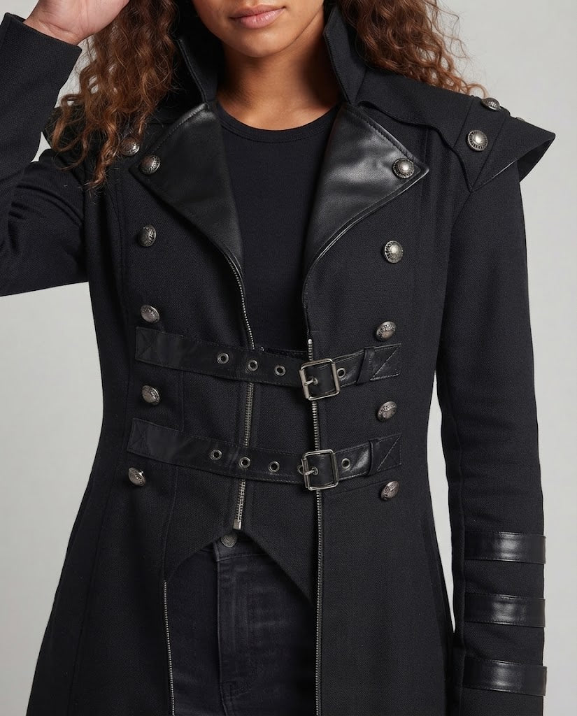 Women's Off-Shoulder Coat with Voluminous Sleeves and Decorative Accents Shop Velvia