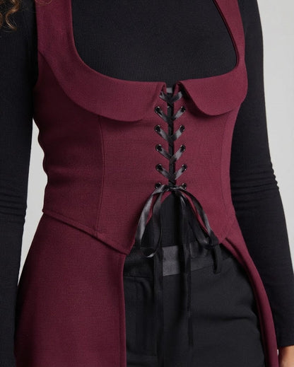 Women's Elegant Dress with Lacing and Asymmetrical Hem Shop Velvia