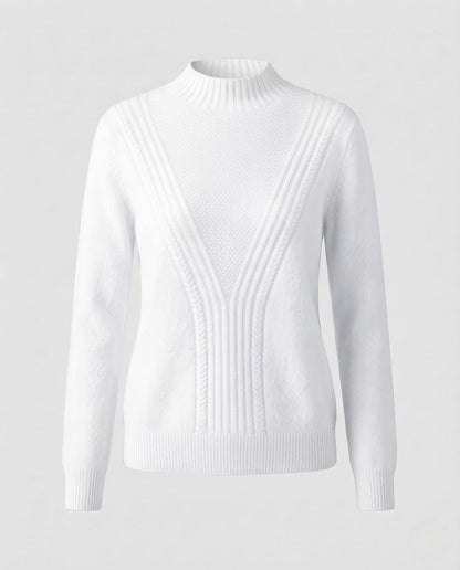 Ladies Fine Structured Sweater with V-Passage, Mockneck and Angora-Look Shop Velvia