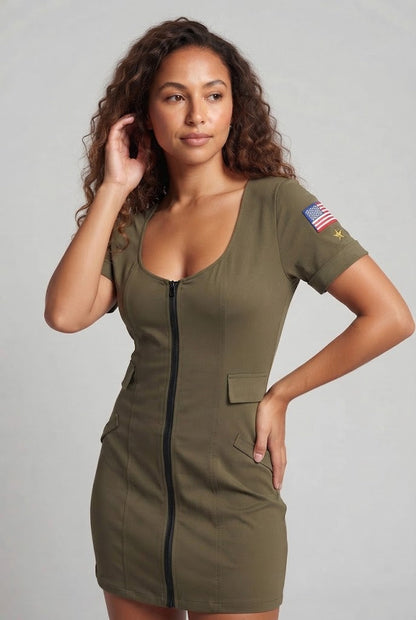 Women Camouflage Dress with Zipper Shop Velvia