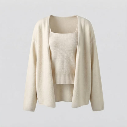 Women's Longline Knit Cardigan with Open Front and Matching Bandeau Top Shop Velvia
