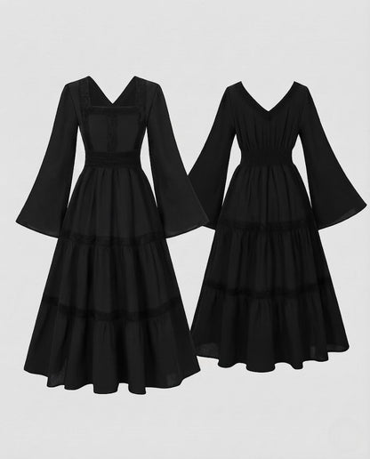 Women’s Romantic Boho Maxi Dress with Wide Sleeves and Lace Accents Shop Velvia