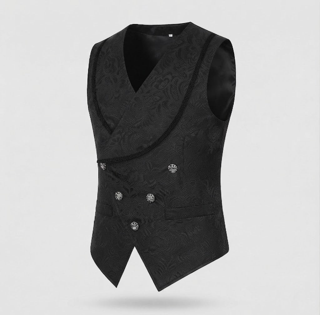 Women Elegant Velvet Waistcoat with Floral Patterns and Double Button Placket Shop Velvia
