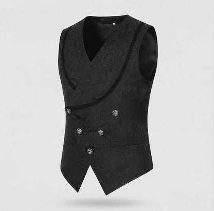 Women Elegant Velvet Waistcoat with Floral Patterns and Double Button Placket Shop Velvia