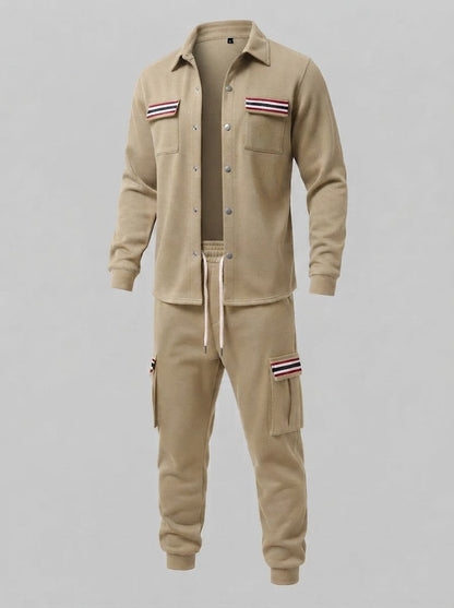 Men's cargo tracksuit with overshirt, drawstring and contrasting flap pockets Shop Velvia