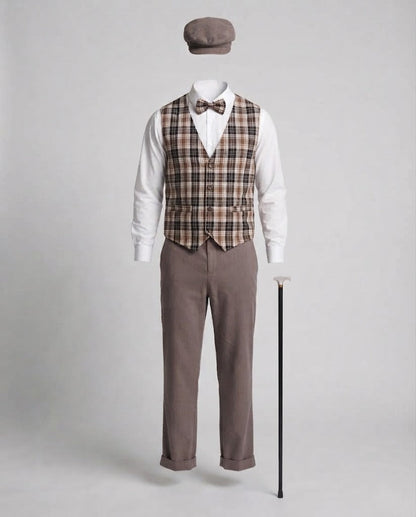 Men's detective costume with elegant vest, hat, and accessories Shop Velvia
