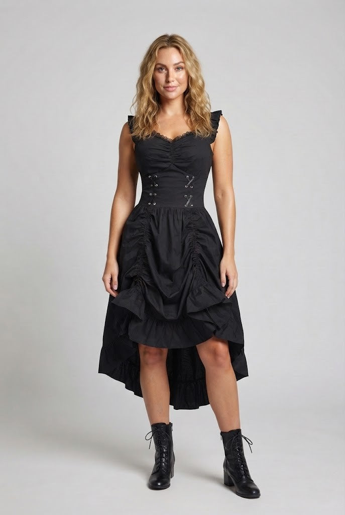 Women Elegant Vintage Dress with Ruffles and Lacing Shop Velvia