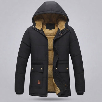 Men's hooded parka with all-over teddy fleece lining and thermal insulation Shop Velvia