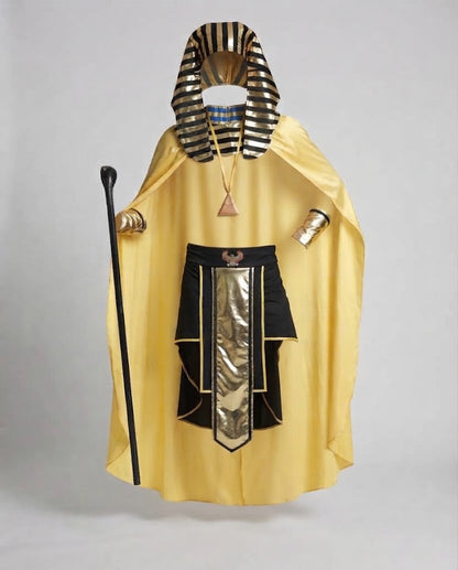 Men's Pharaoh Costume with Golden Accents and Luxurious Cape Shop Velvia