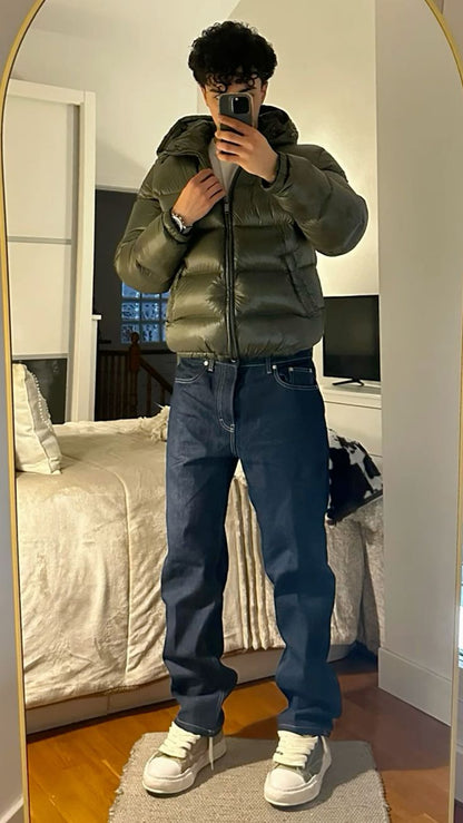 Shop Velvia | Men's Puffer Jacket - With Hood and Full-Length Zipper