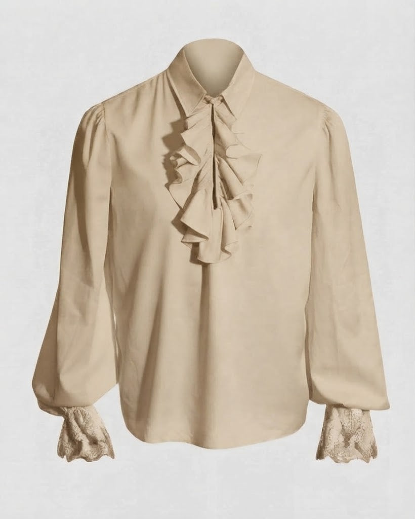 Women Ruffled Blouse with Elegant Collar Area Shop Velvia