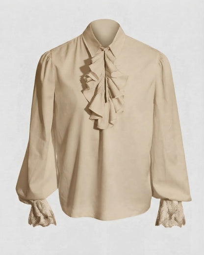 Women Ruffled Blouse with Elegant Collar Area Shop Velvia