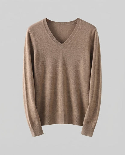 Women's Fine Knit V-Neck Sweater in Cashmere Look with Slim Silhouette Shop Velvia