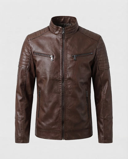 Men's fashionable biker jacket with quilted details Shop Velvia