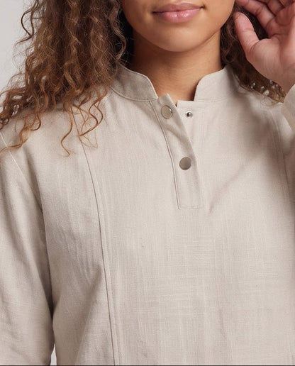 Women Casual Long Sleeve Top with Button Placket Shop Velvia
